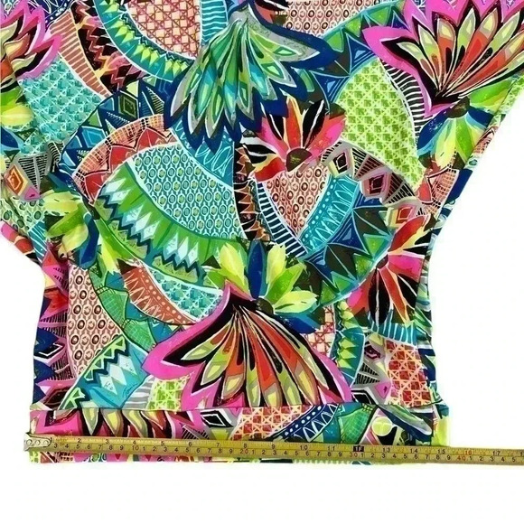 Trina Turk Recreation Resort Tropical Bright Colorful Shirt Tunic Dress Top XS - Picture 11 of 12